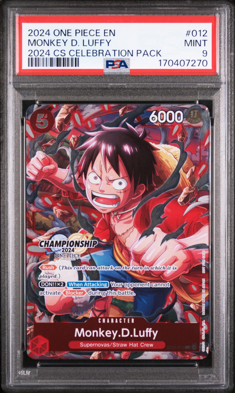 2024 Pokemon Tournament Promo Celebration Pack Monkey D. Luffy #ST01-012 PSA 9