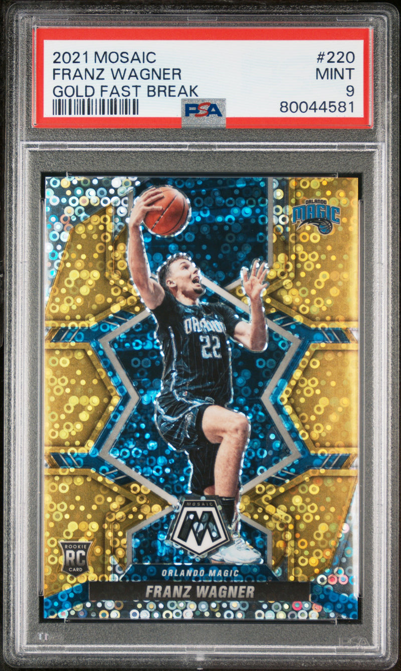 2021 Panini Mosaic Gold Fast Break Franz Wagner #220 /10 PSA 9