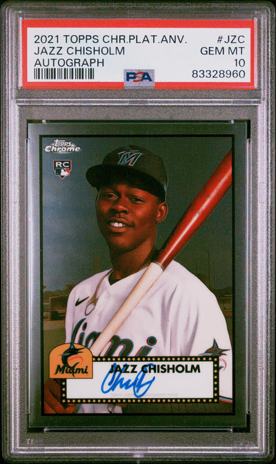 2021 Topps Chrome Platinum Anniversary Autographs Jazz Chisholm Jr. #PAJZC PSA 10