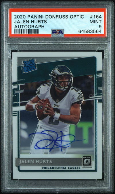 2020 Donruss Optic Rated Rookie Autograph Jalen Hurts #164 /150 PSA 9