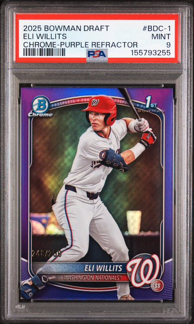 2025 Bowman Chrome Draft Purple Refractors Eli Willits #BDC1 /250 PSA 9