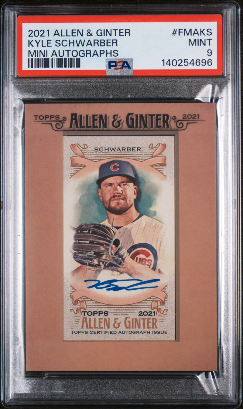 2021 Topps Allen & Ginter Mini Autographs Kyle Schwarber #FMAKS PSA 9