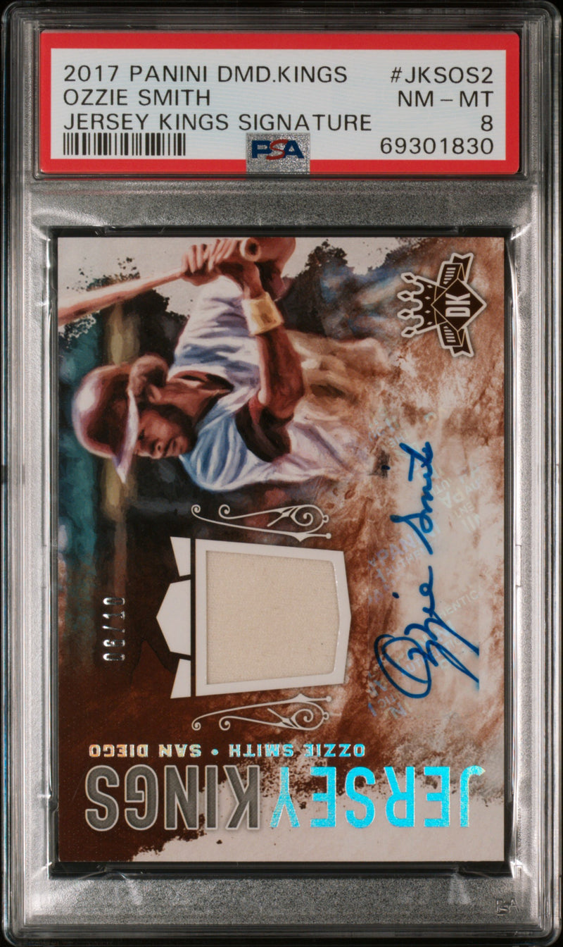 2017 Panini Diamond Kings Jersey Kings Signature Ozzie Smith #JKSOS2 /10 PSA 8
