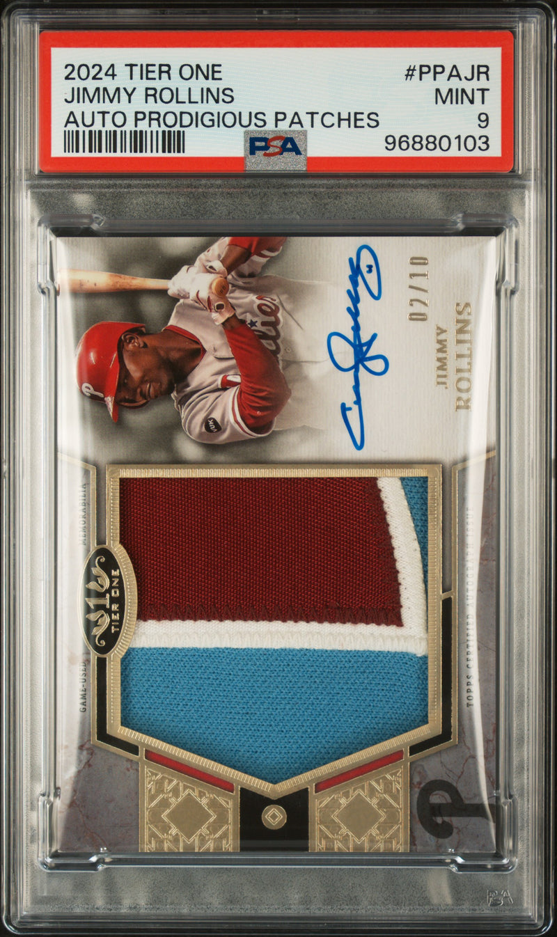 2024 Topps Tier One Autographed Prodigious Patches Jimmy Rollins #PPAJR /10 PSA 9
