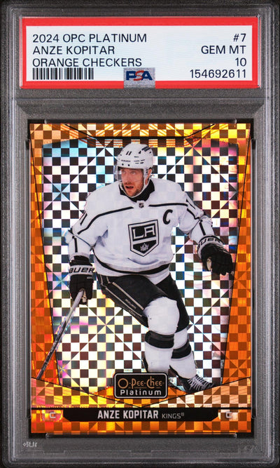2024 Upper Deck O-Pee-Chee Platinum Orange Checkers Anze Kopitar #7 /25 PSA 10