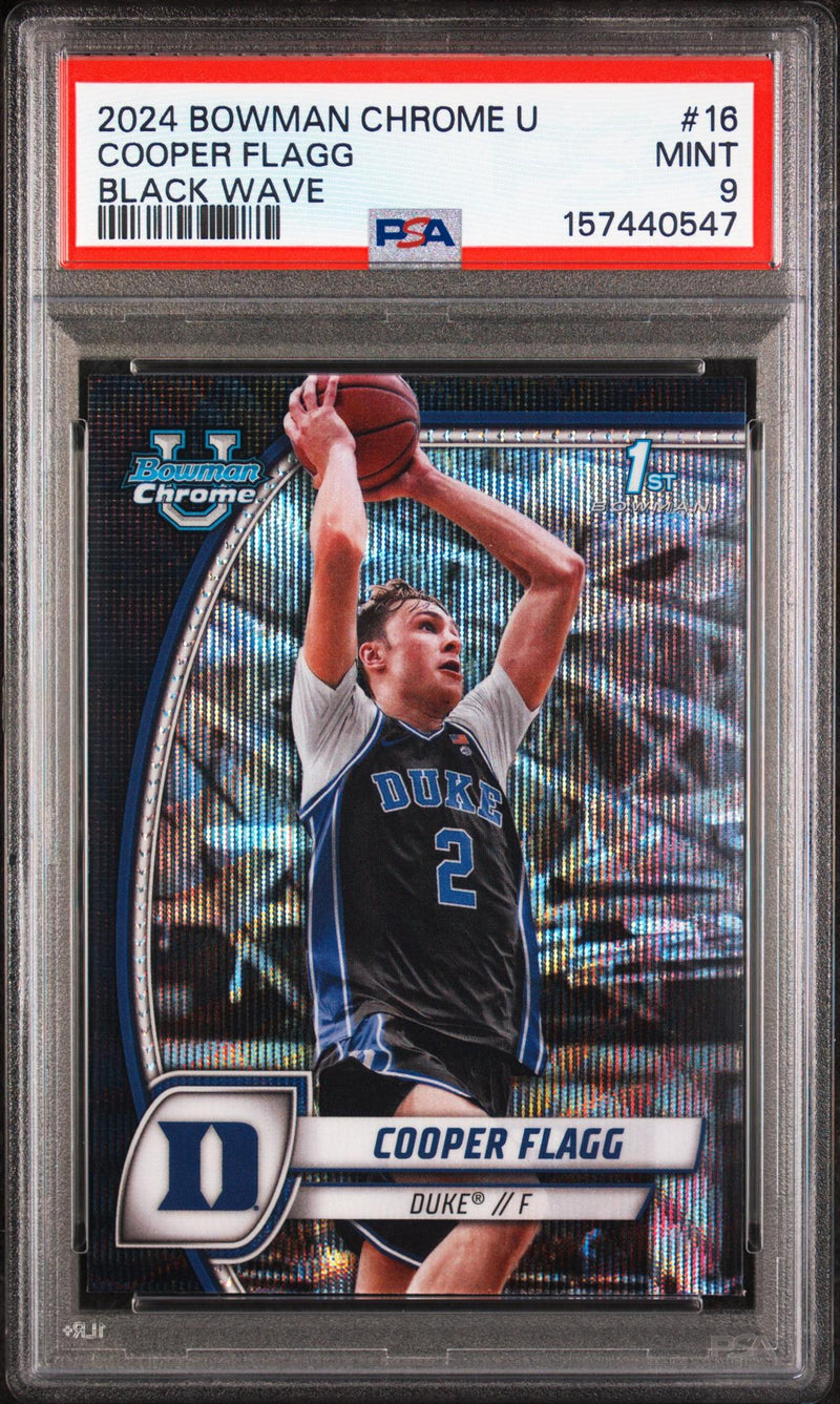2024 Bowman Chrome University Black Wave Cooper Flagg #16 PSA 9