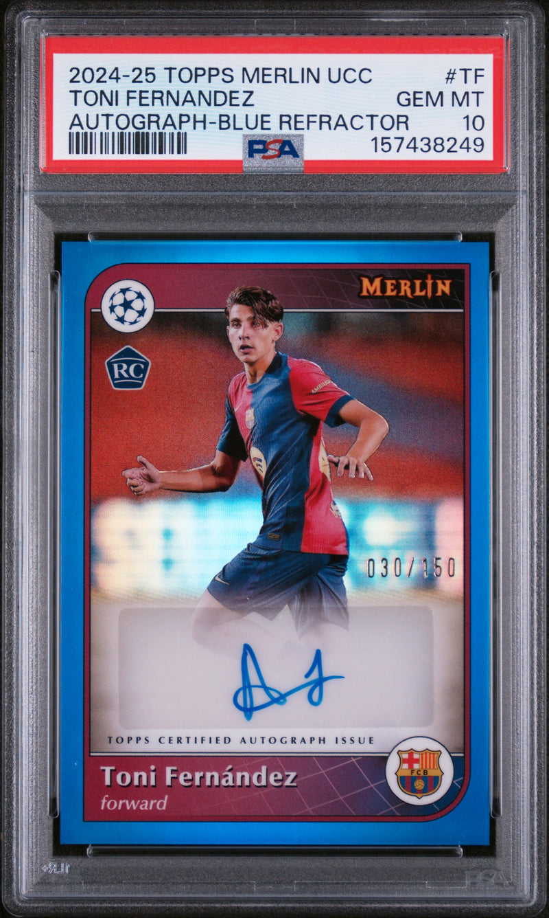 2024 Topps Merlin UEFA Club Competitions Autographs Blue Refractor Toni Fernandez #AU-TF /150 PSA 10