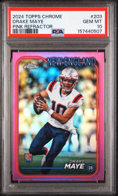 2024 Topps Chrome Pink Refractor Drake Maye #203 PSA 10