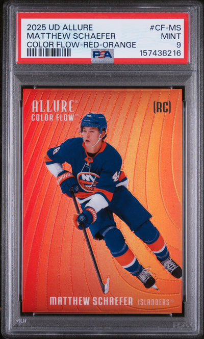2025 Upper Deck Allure Color Flow Red Orange Matthew Schaefer #CFMS PSA 9