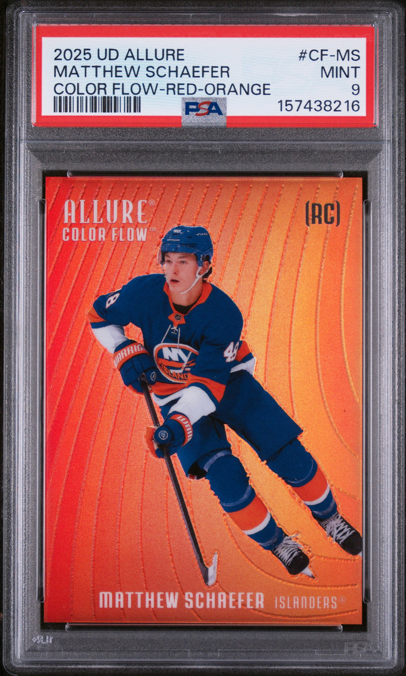 2025 Upper Deck Allure Color Flow Red Orange Matthew Schaefer #CFMS PSA 9