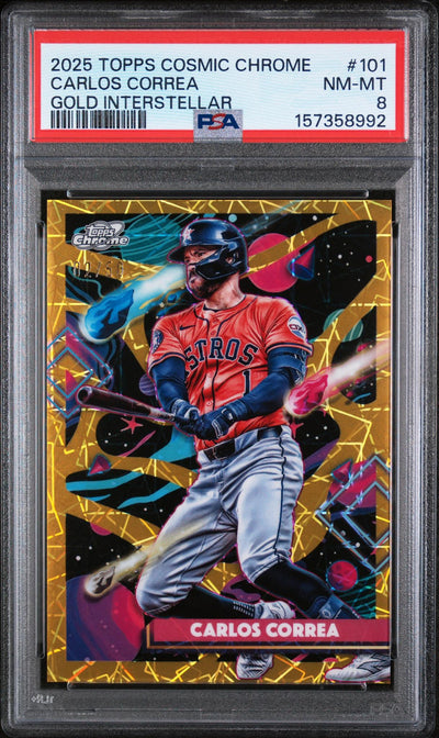2025 Topps Cosmic Chrome Gold Interstellar Carlos Correa #101 /50 PSA 8