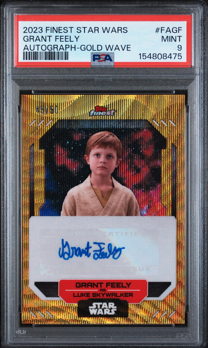 2023 Topps Finest Star Wars Finest Autographs Autograph-Gold Wave Grant Feely #FAGF /50 PSA 9