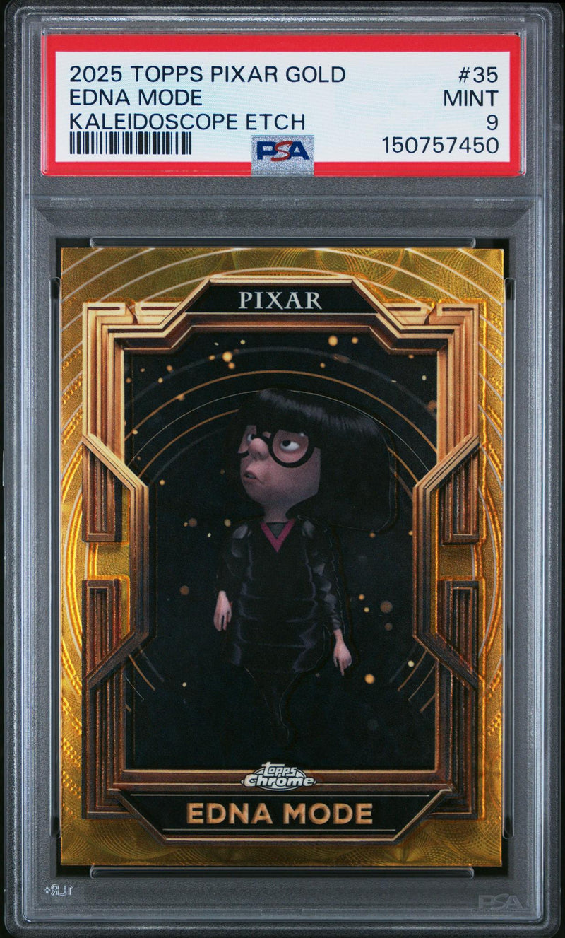 2025 Topps Pixar Gold Kaleidoscope Etch Edna Mode #35 PSA 9