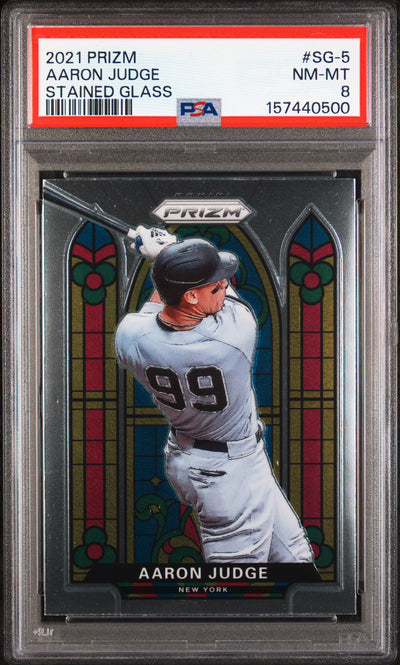2021 Panini Prizm Stained Glass Aaron Judge #5 PSA 8