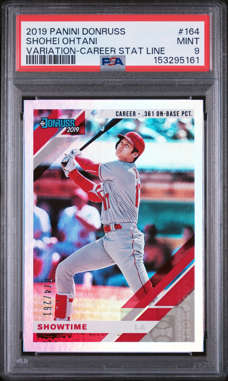 2019 Panini Donruss Showtime-Career Stat Line Shohei Ohtani #164 /261 PSA 9