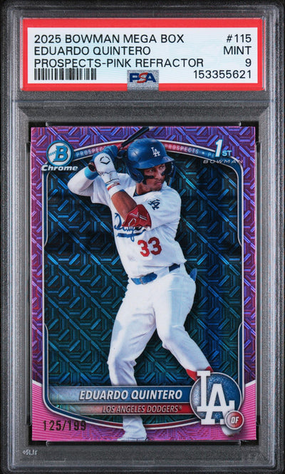 2025 Bowman Mega Box Chrome Prospects Pink Refractor Eduardo Quintero #115 /199 PSA 9