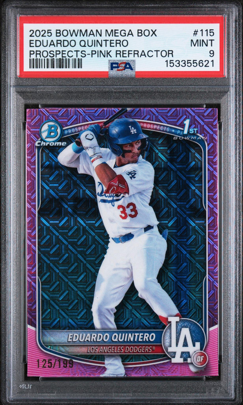 2025 Bowman Mega Box Chrome Prospects Pink Refractor Eduardo Quintero #115 /199 PSA 9