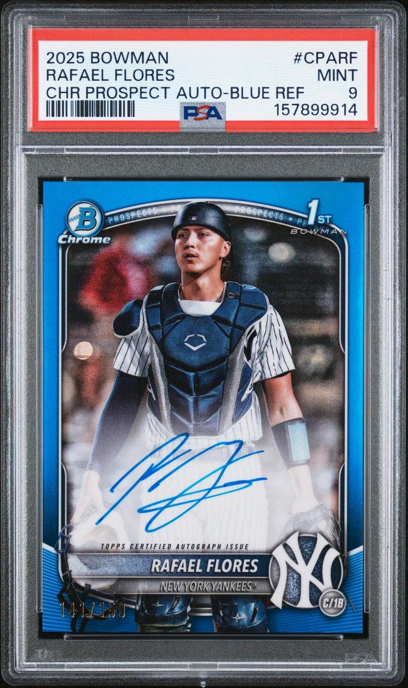 2025 Bowman Chrome Prospect Autograph Blue Refractor Rafael Flores #CPARF /150 PSA 9