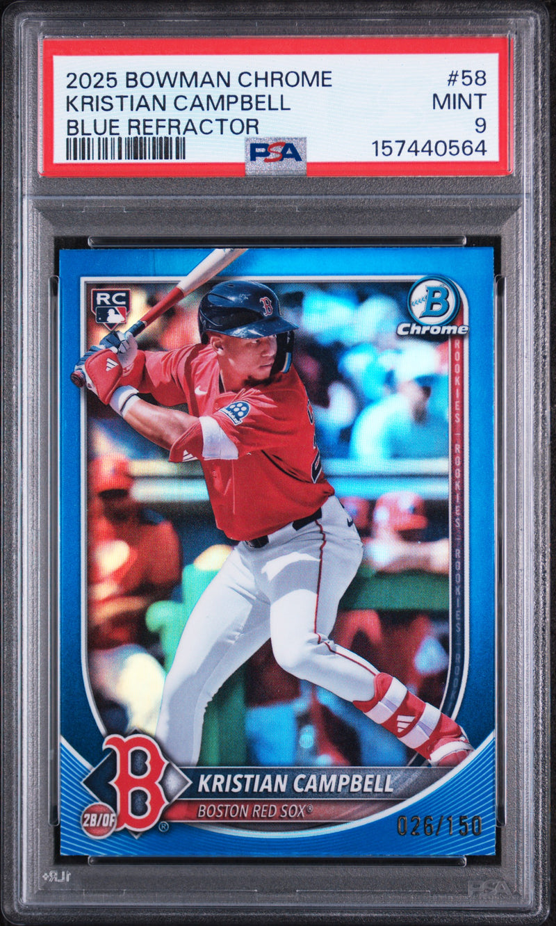 2025 Bowman Chrome Blue Refractors Kristian Campbell #58 /150 PSA 9