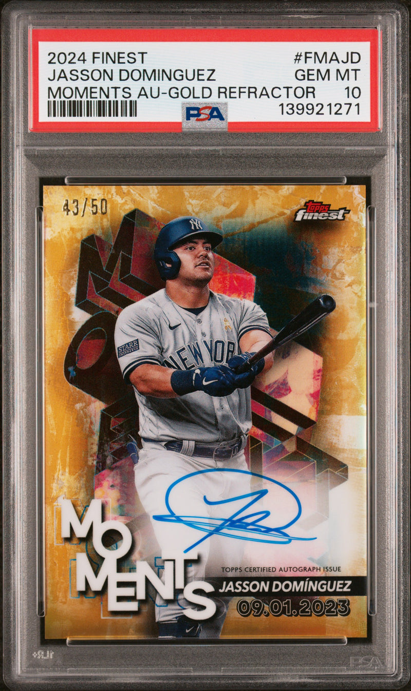 2024 Finest Moments Autographs Gold Refractors Jasson Dominguez #FMAJD /50 PSA 10