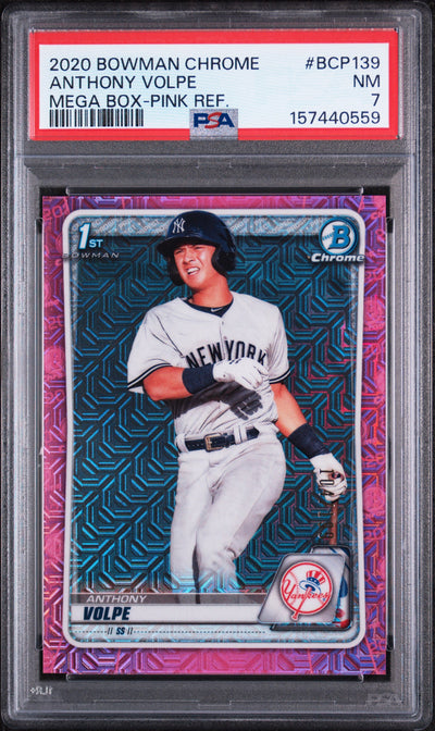2020 Bowman Chrome Mega Box Prospects Pink Refractor Anthony Volpe #BCP139 /199 PSA 7