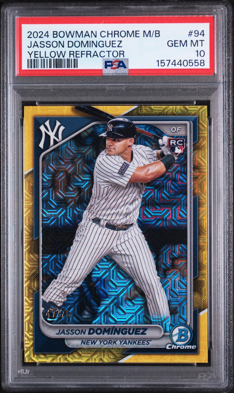 2024 Bowman Chrome Mega Box Yellow Refractor Jasson Dominguez #94 /75 PSA 10