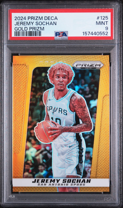 2024 Panini Prizm Deca Gold Prizm Jeremy Sochan #125 /10 PSA 9