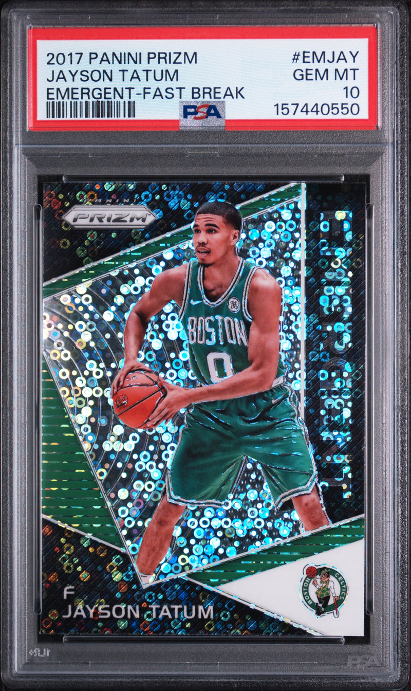 2017 Panini Prizm Emergent Fast Break Prizm Jayson Tatum #EM-JAY PSA 10