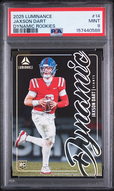 2025 Panini Luminance Dynamic Rookies Jaxson Dart #14 PSA 9