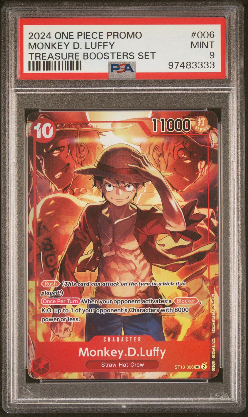 2024 One Piece Promo Treasure Boosters Set Monkey D. Luffy #ST10-006 PSA 9