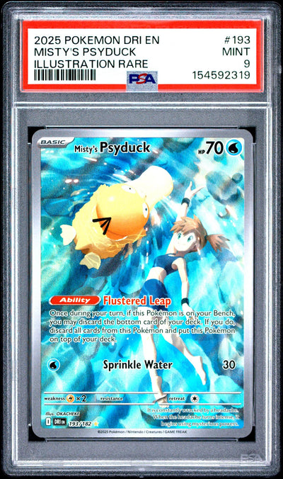 2025 Pokemon Scarlet and Violet Destined Rivals Illustration Rare Misty's Psyduck #193 PSA 9