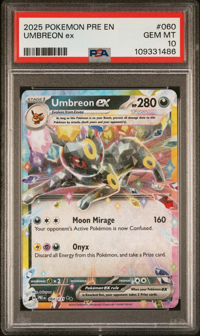 2025 Pokemon Scarlet and Violet Prismatic Evolutions Umbreon Ex #060 PSA 10
