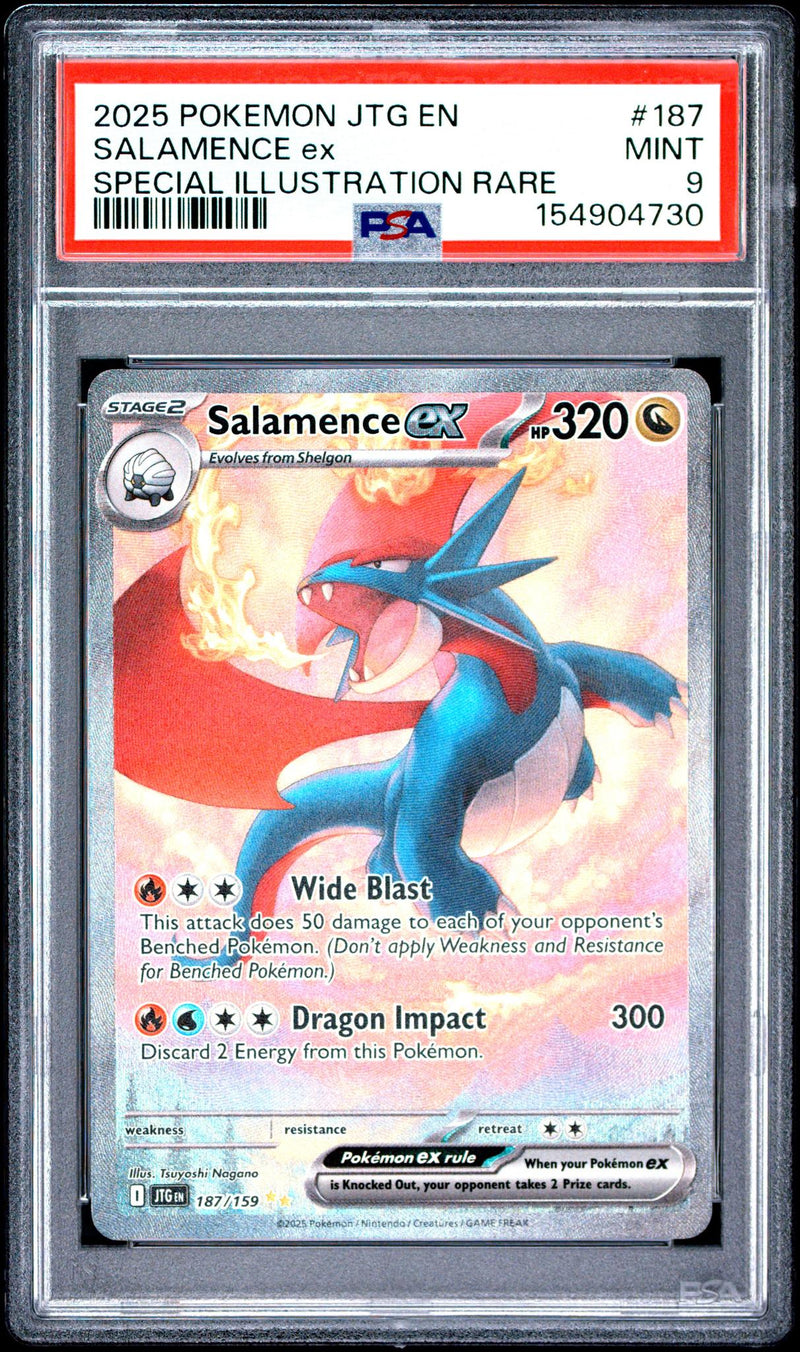 2025 Pokemon Scarlet and Violet Journey Together Special Illustration Rare Salamence Ex #187 PSA 9