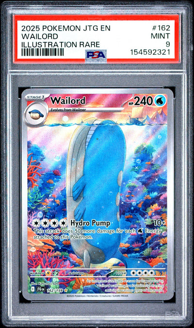 2025 Pokemon Scarlet and Violet Journey Together Illustration Rare Wailord #162 PSA 9