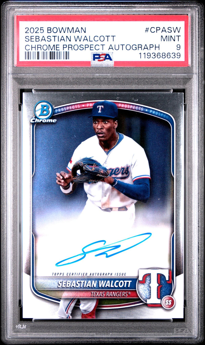 2025 Bowman Chrome Prospect Autographs Sebastian Walcott #CPASW PSA 9
