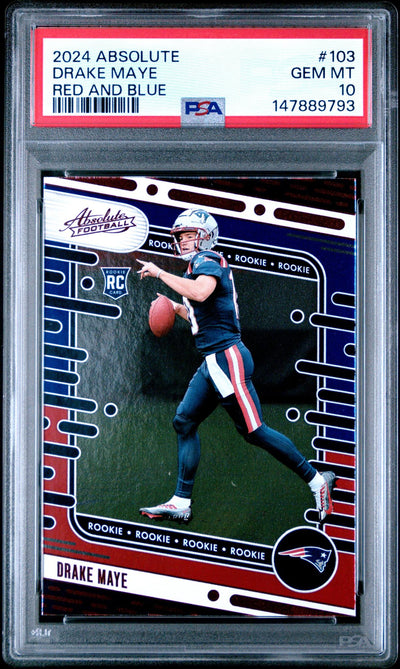 2024 Absolute Red and Blue Drake Maye #103 PSA 10