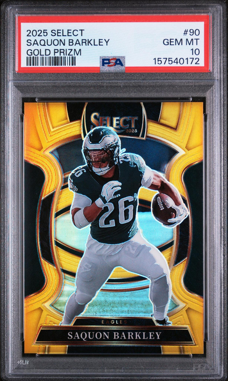 2025 Select Prizm Gold Saquon Barkley #90 /10 PSA 10