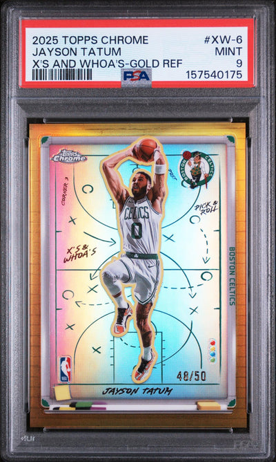 2025 Topps Chrome Xs and Whoas Gold Refractors Jayson Tatum #XW6 /50 PSA 9