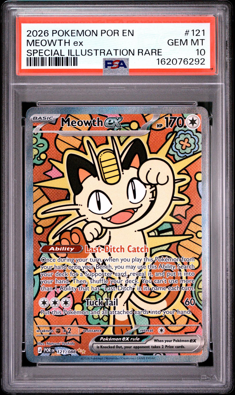 2026 Pokemon Mega Evolution Perfect Order Special Illustration Rare Meowth Ex #121 PSA 10