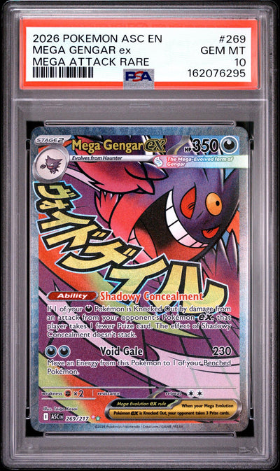 2026 Pokemon Mega Evolution Ascended Heroes Mega Attack Rare Mega Gengar Ex #269 PSA 10