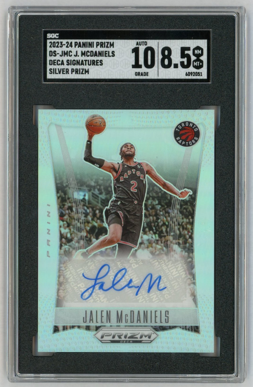 2023 Prizm #DS-JMC Jalen McDaniels Deca Signatures Silver Auto SGC 8.5