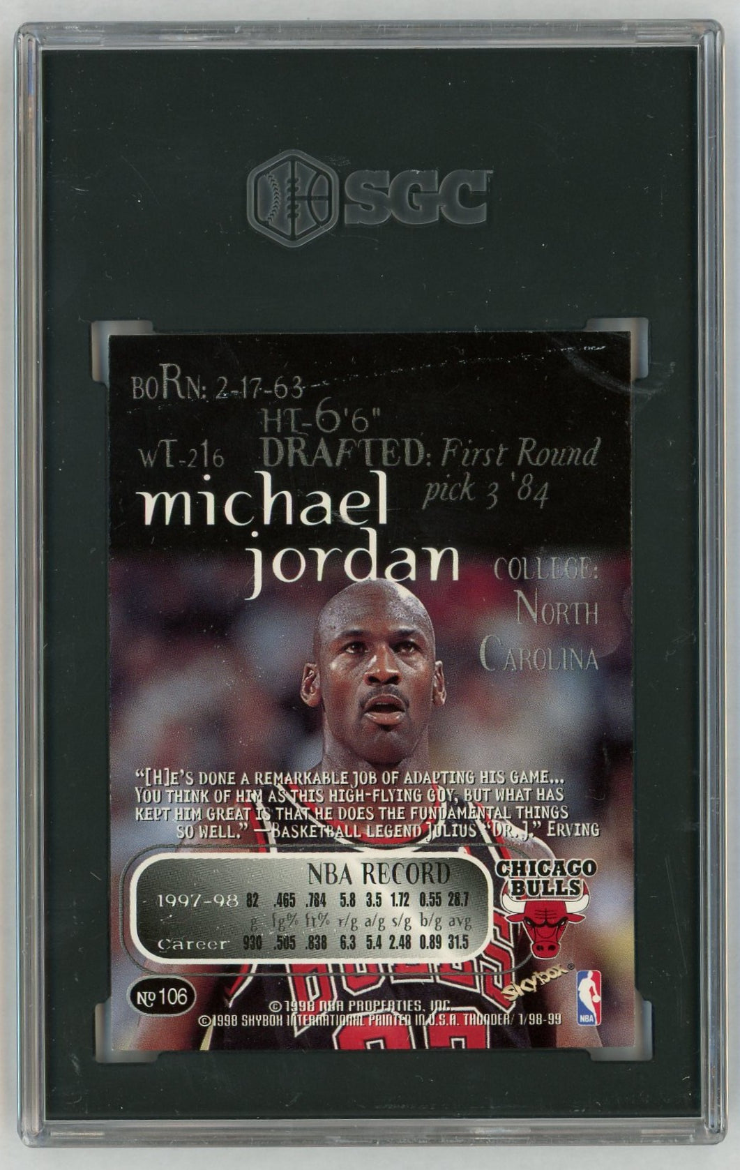 1998-99 SkyBox Thunder #106 Michael Jordan SGC 7