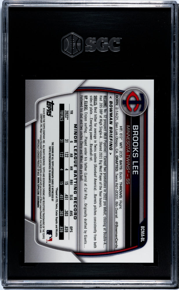 2023 Bowman Chrome #BCMA-BL Brooks Lee SGC 10