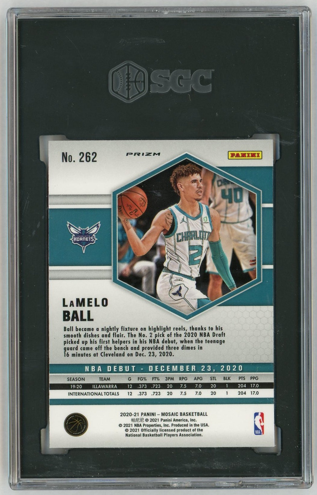 2020-21 Mosaic #262 LaMelo Ball NBA Debut Rookie RC Yellow Reactive SGC 10