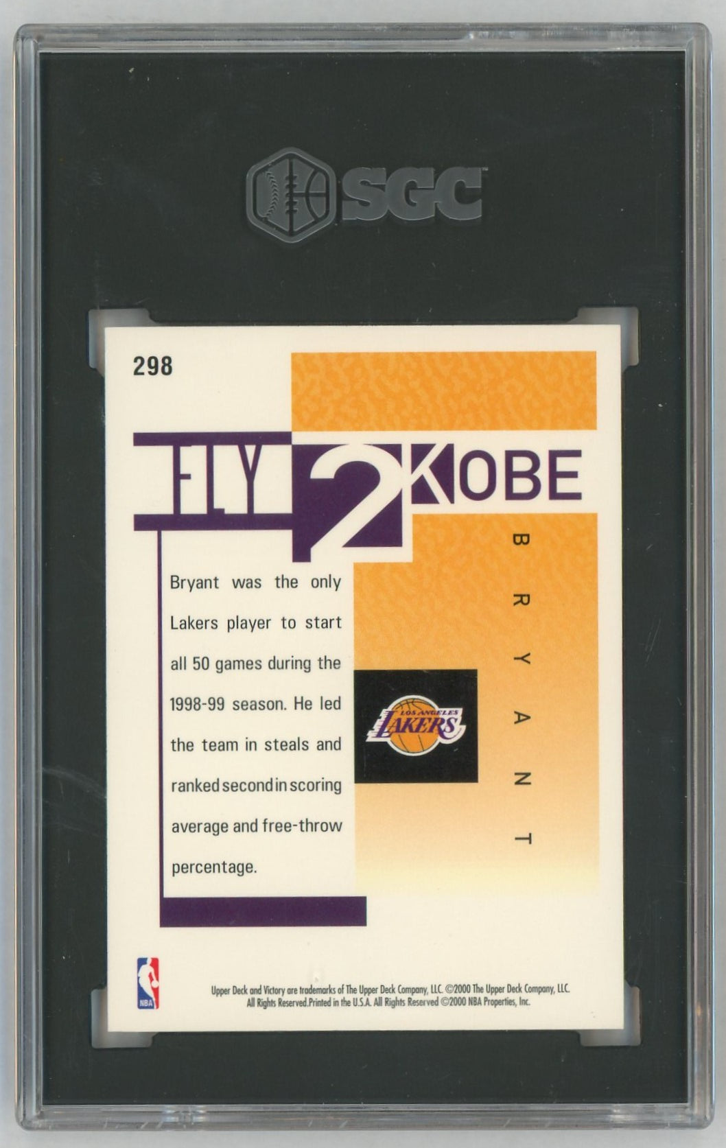 2000-01 Upper Deck Victory #298 Kobe Bryant Fly 2K SGC 7