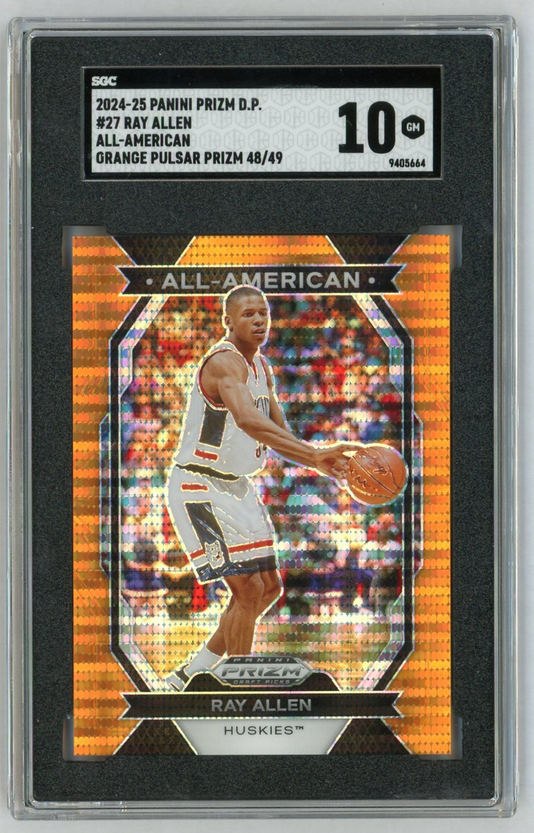 2024 Prizm Draft Picks #27 Ray Allen All-American Orange Pulsar /49 SGC 10