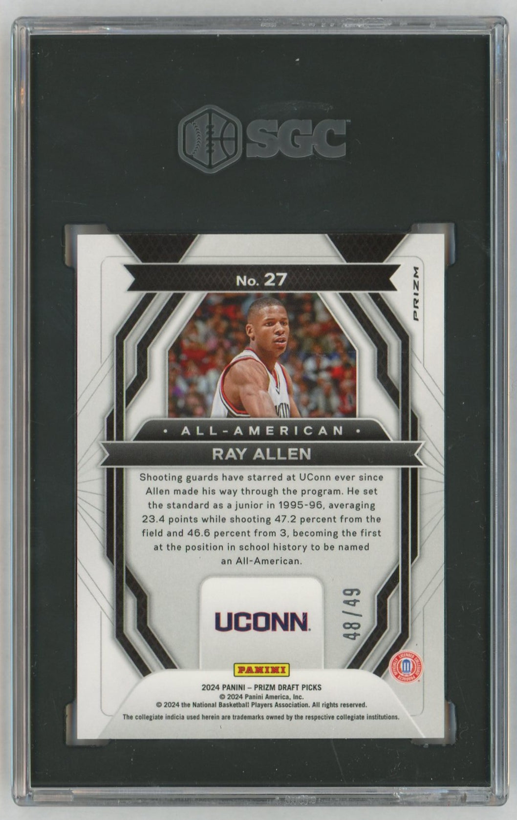 2024 Prizm Draft Picks #27 Ray Allen All-American Orange Pulsar /49 SGC 10