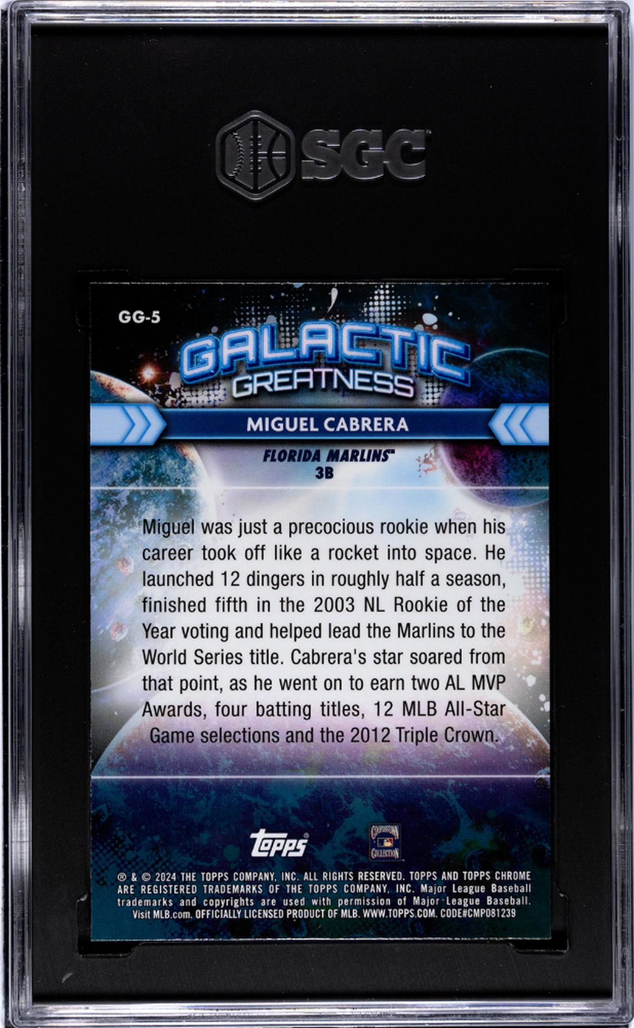 2024 Topps Cosmic Chrome Galactic Greatness Miguel Cabrera #GG-5 SGC 9.5