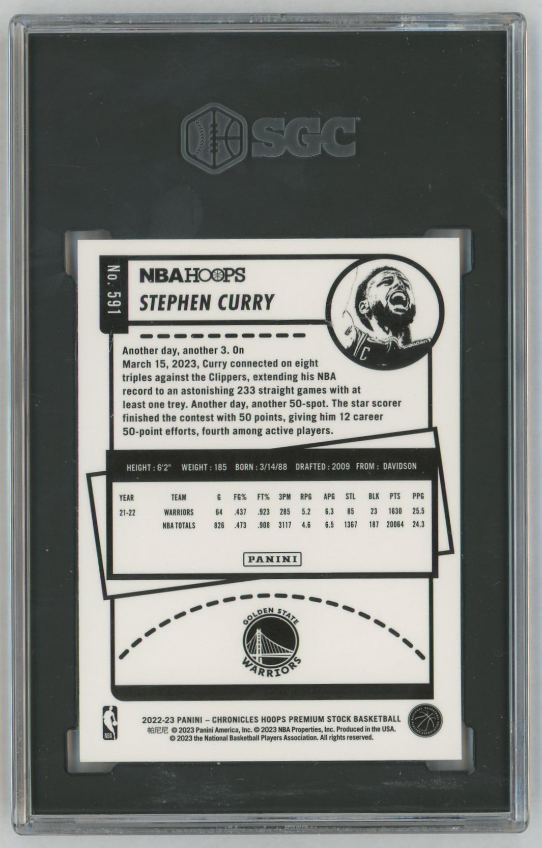 2022-23 Chronicles #591 Stephen Curry NBA Hoops Premium Stock SGC 10