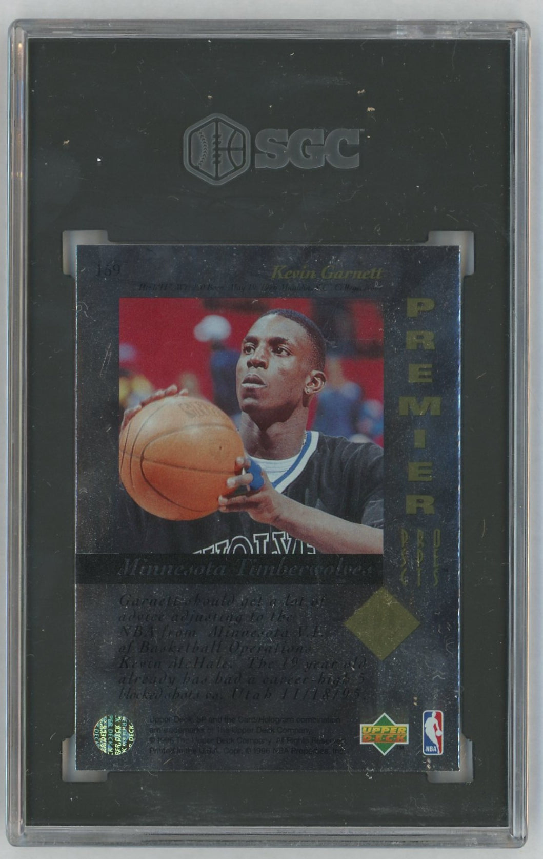 1995-96 Upper Deck SP #159 Kevin Garnett Premier Prospects Rookie RC SGC 9